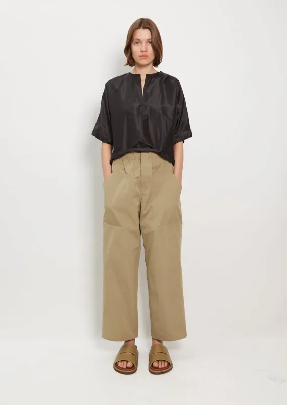 Power Wide Patch Cotton Taffeta Pant — Lentil sold by La Garconne