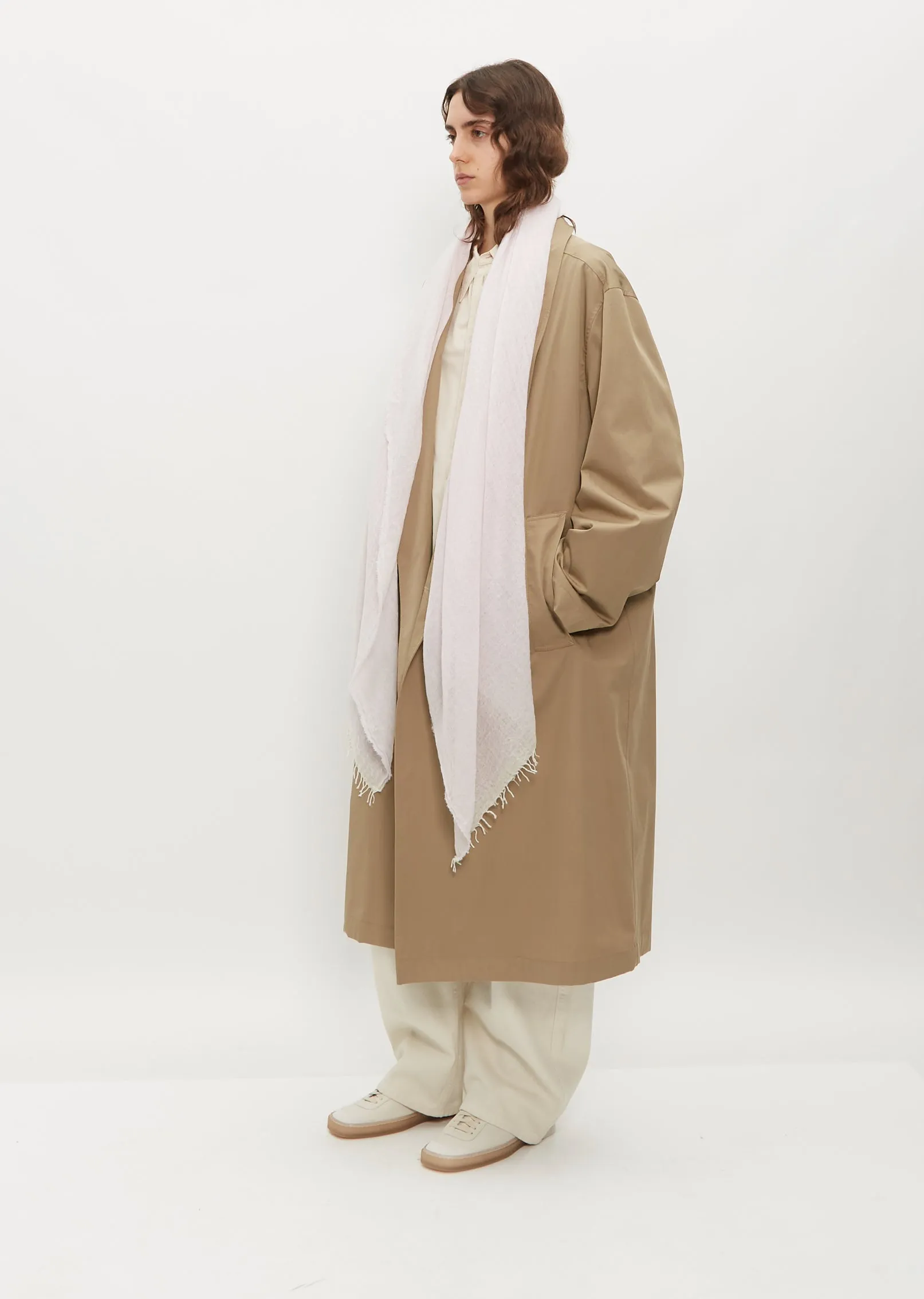 Washed Cashmere Silk Staffa Scarf — Light Pink sold by La Garconne