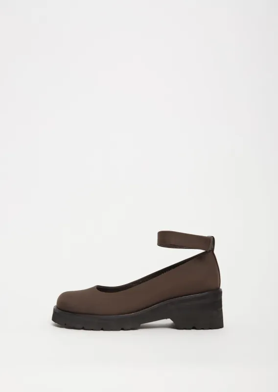 Round Toe Strap Shoes — Brown sold by La Garconne