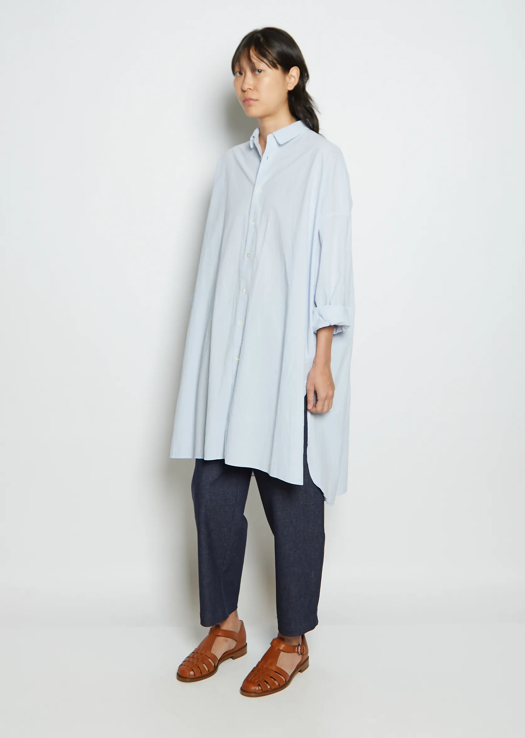 Long Cotton Shirt — Sax sold by La Garconne