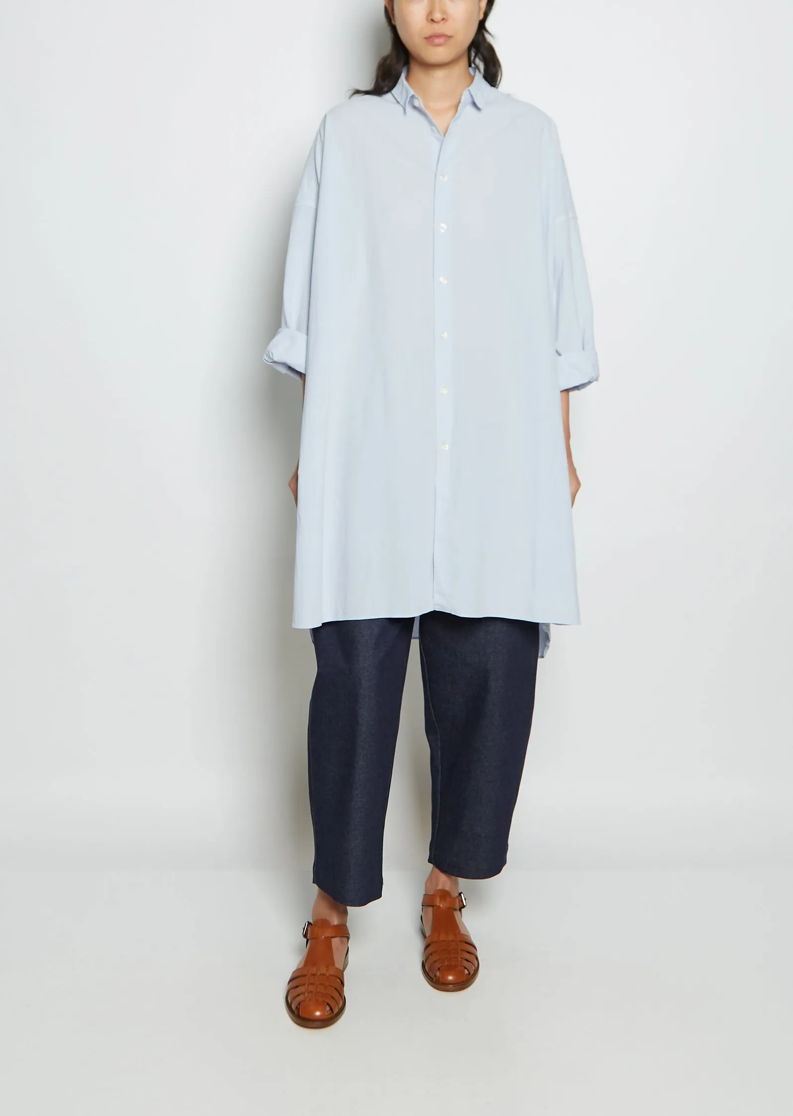 Long Cotton Shirt — Sax sold by La Garconne product image thumbnail 2