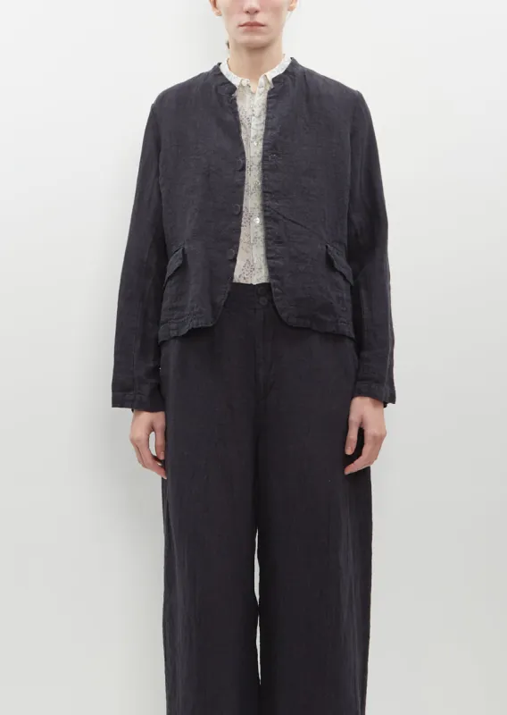 Linen Houndstooth Stand Collar Jacket sold by La Garconne