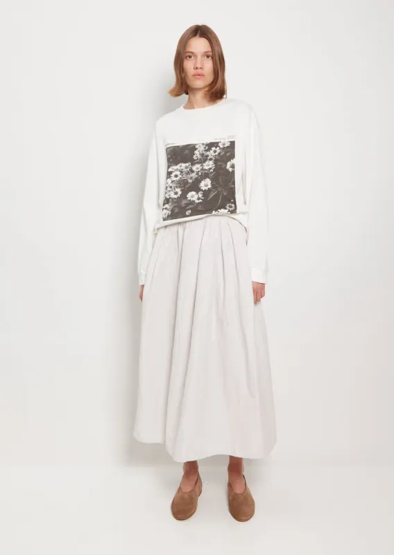 Wide Tucked Maxi Skirt sold by La Garconne