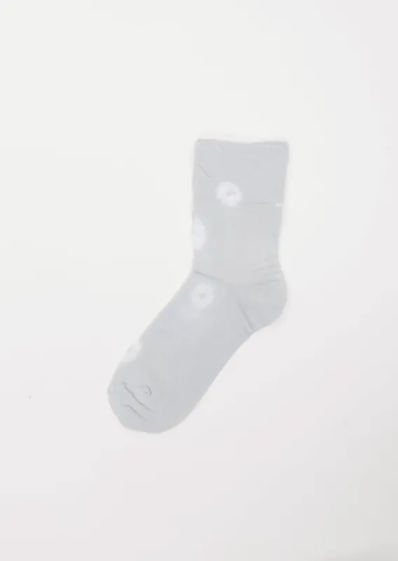 Shibori Knitted Crew Socks — Light Grey sold by La Garconne