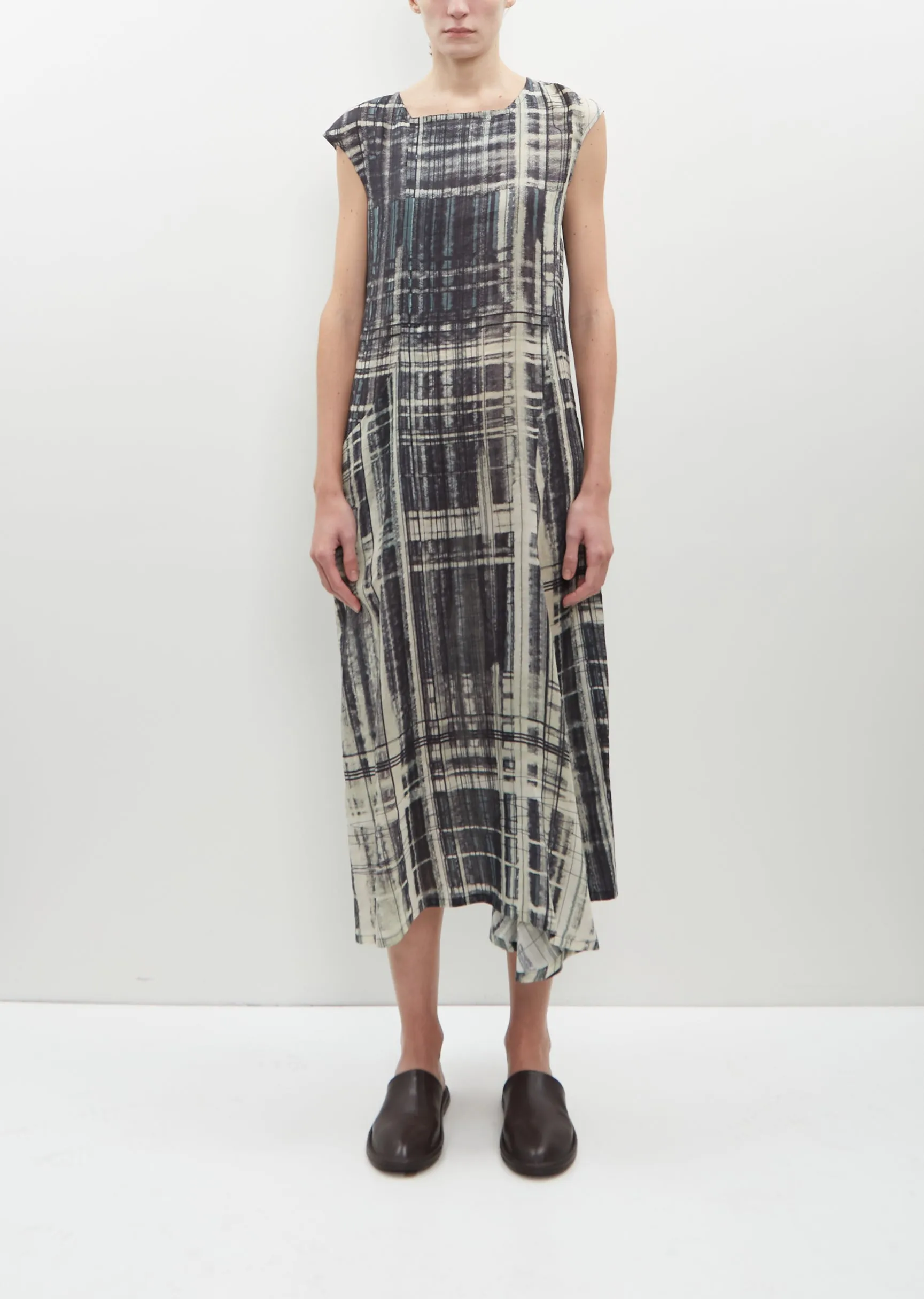 Printed Flax Drape Dress sold by La Garconne