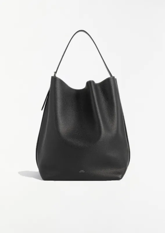 Belted Leather Tote — Black sold by La Garconne