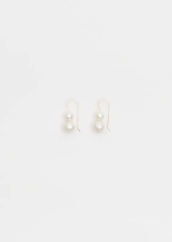 Gold Double Pearl Earrings sold by La Garconne