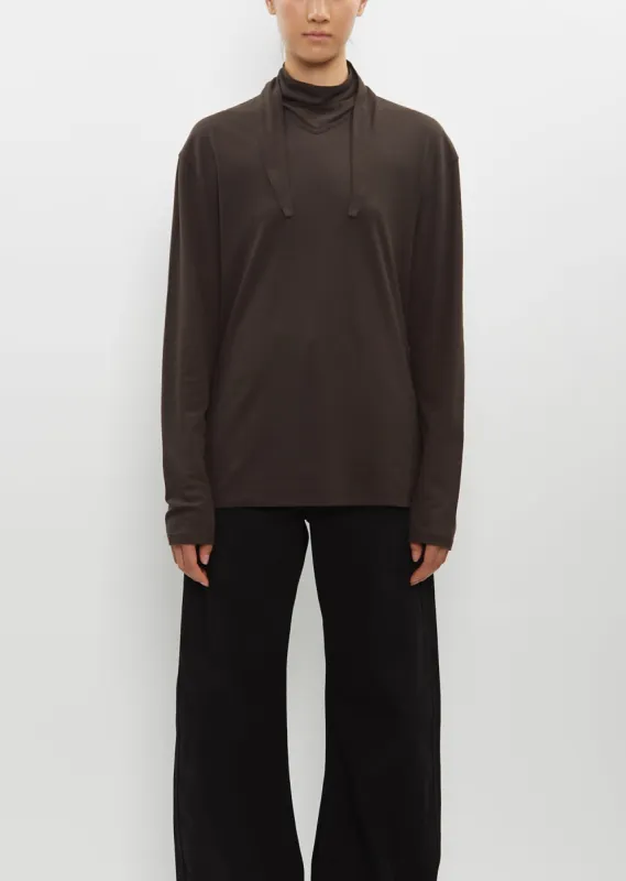 Long Sleeve Foulard Top — Dark Espresso sold by La Garconne