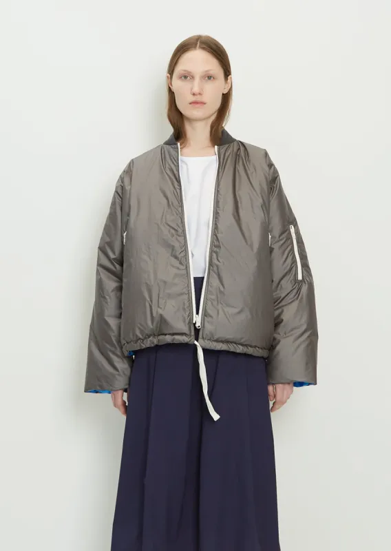 Okay Down Bomber — Charcoal and Electric Blue sold by La Garconne