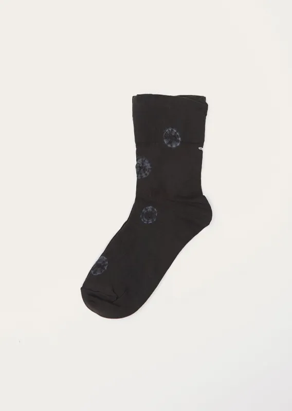 Shibori Knitted Crew Socks — Black sold by La Garconne