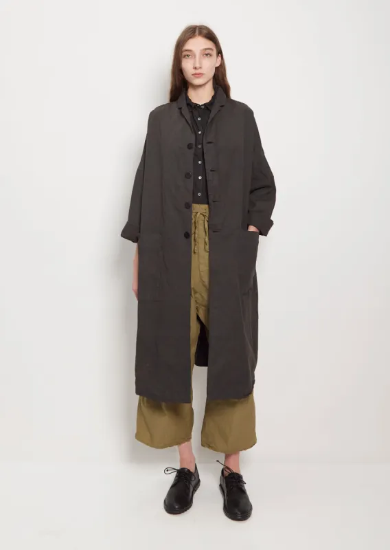 Unisex Cotton Canvas Loose Coat — Charcoal sold by La Garconne