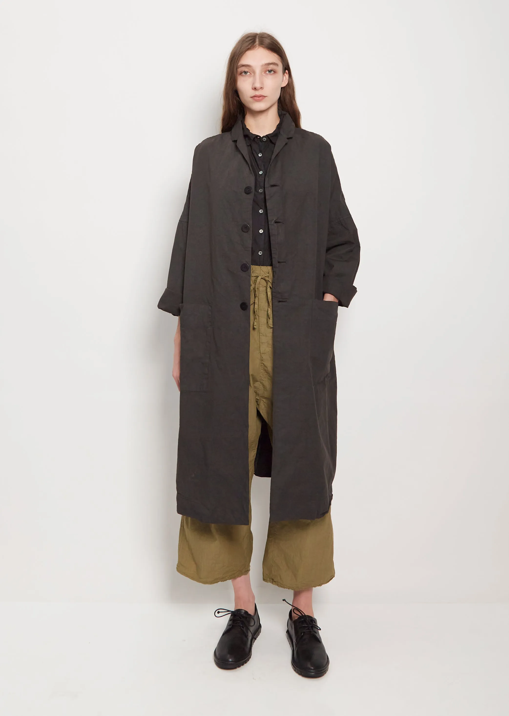 Unisex Cotton Canvas Loose Coat — Charcoal sold by La Garconne