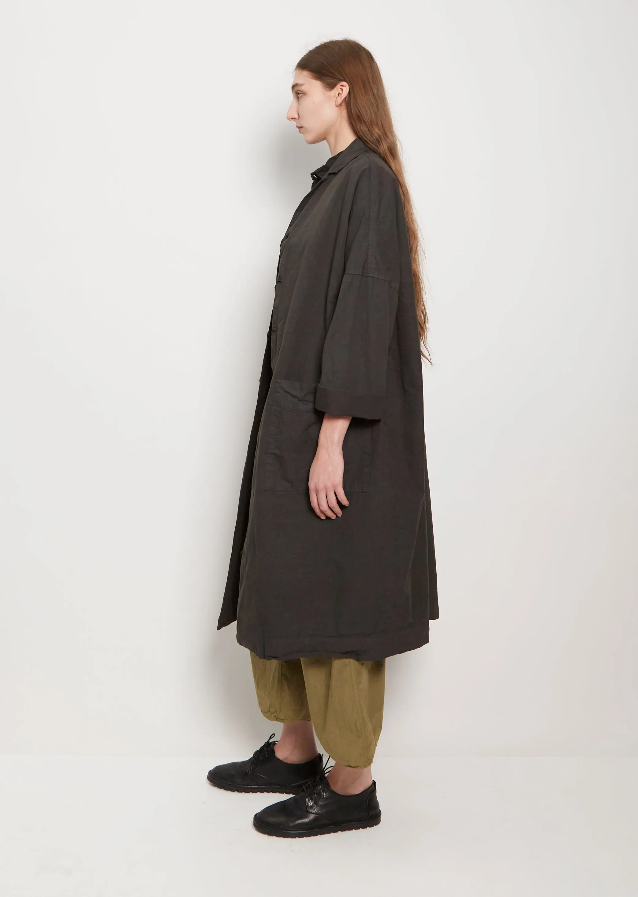 Unisex Cotton Canvas Loose Coat — Charcoal sold by La Garconne product image thumbnail 2