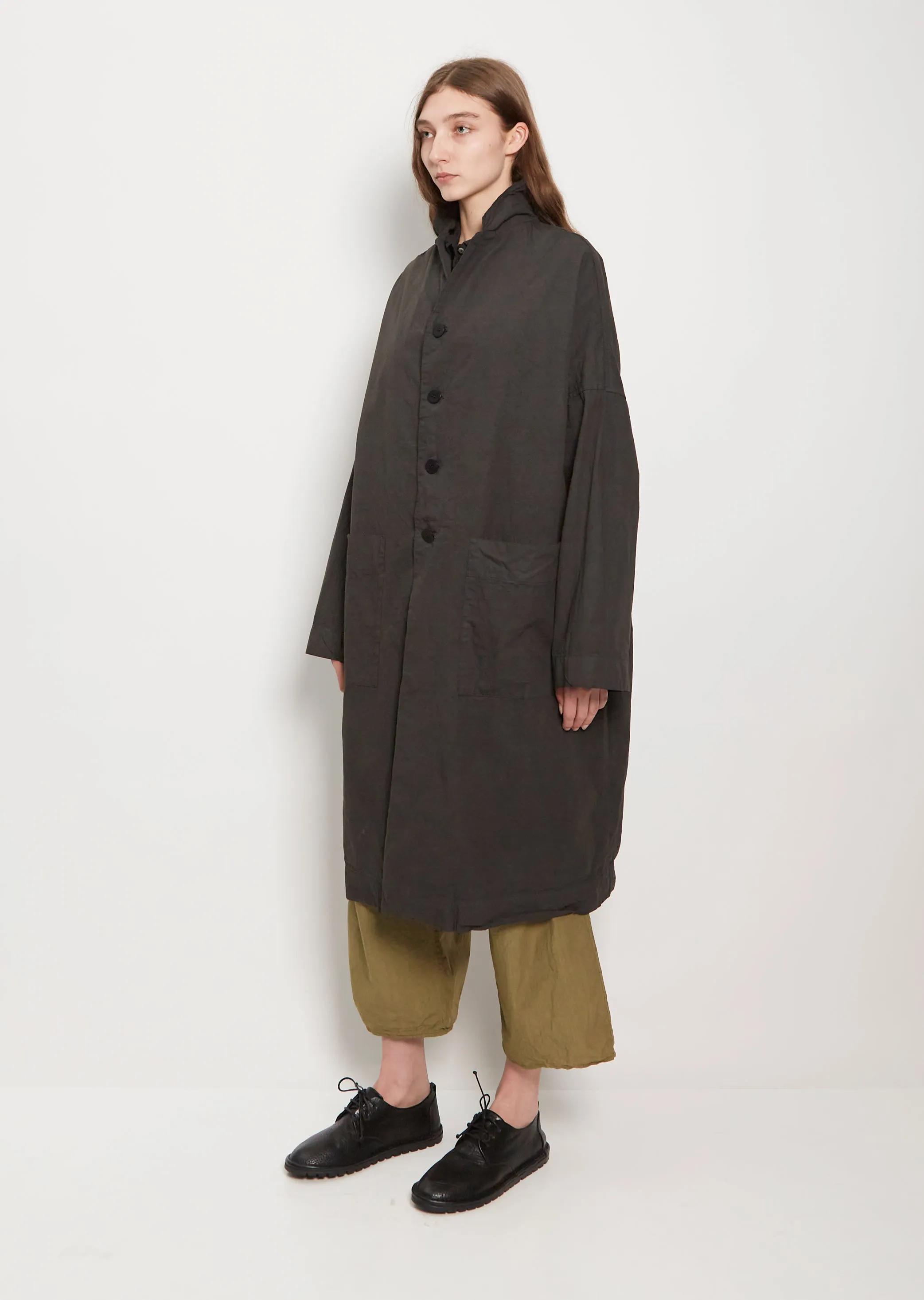 Unisex Cotton Canvas Loose Coat — Charcoal sold by La Garconne product image thumbnail 4