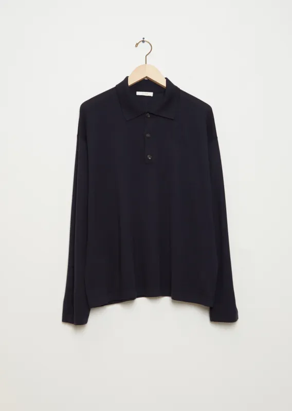 Men's Djon Wool Polo — Navy sold by La Garconne