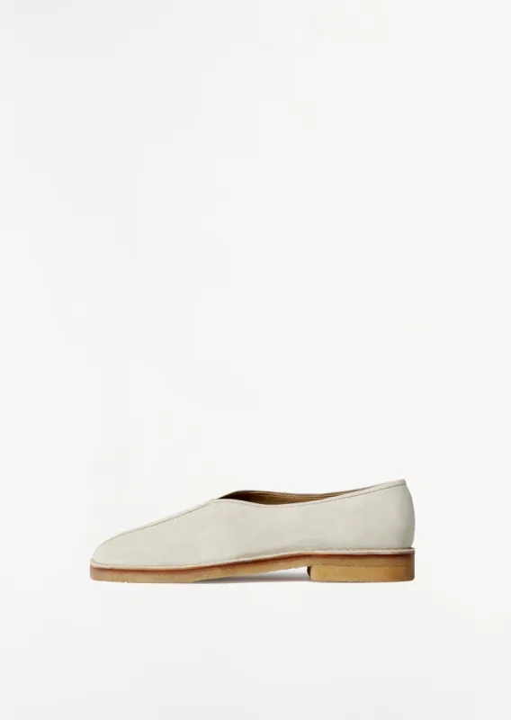 Piped Crepe Loafers — Pelican Grey sold by La Garconne