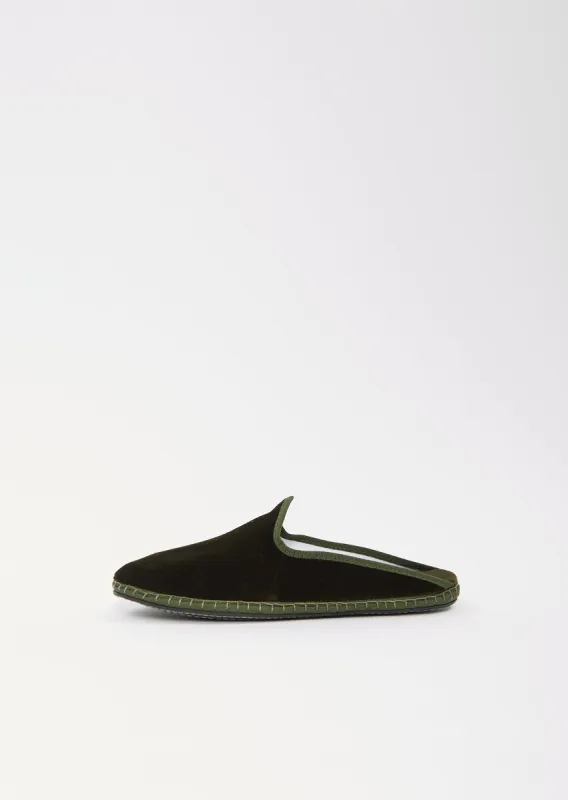 Mules Pam Velvet Ness — Olive sold by La Garconne