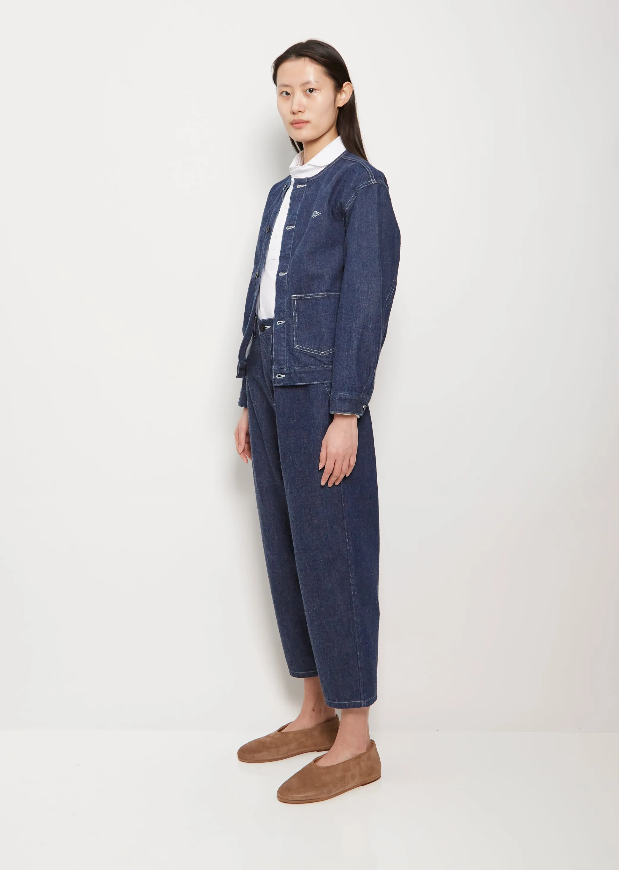 No Collar Cotton Blouson — Indigo sold by La Garconne product image thumbnail 4