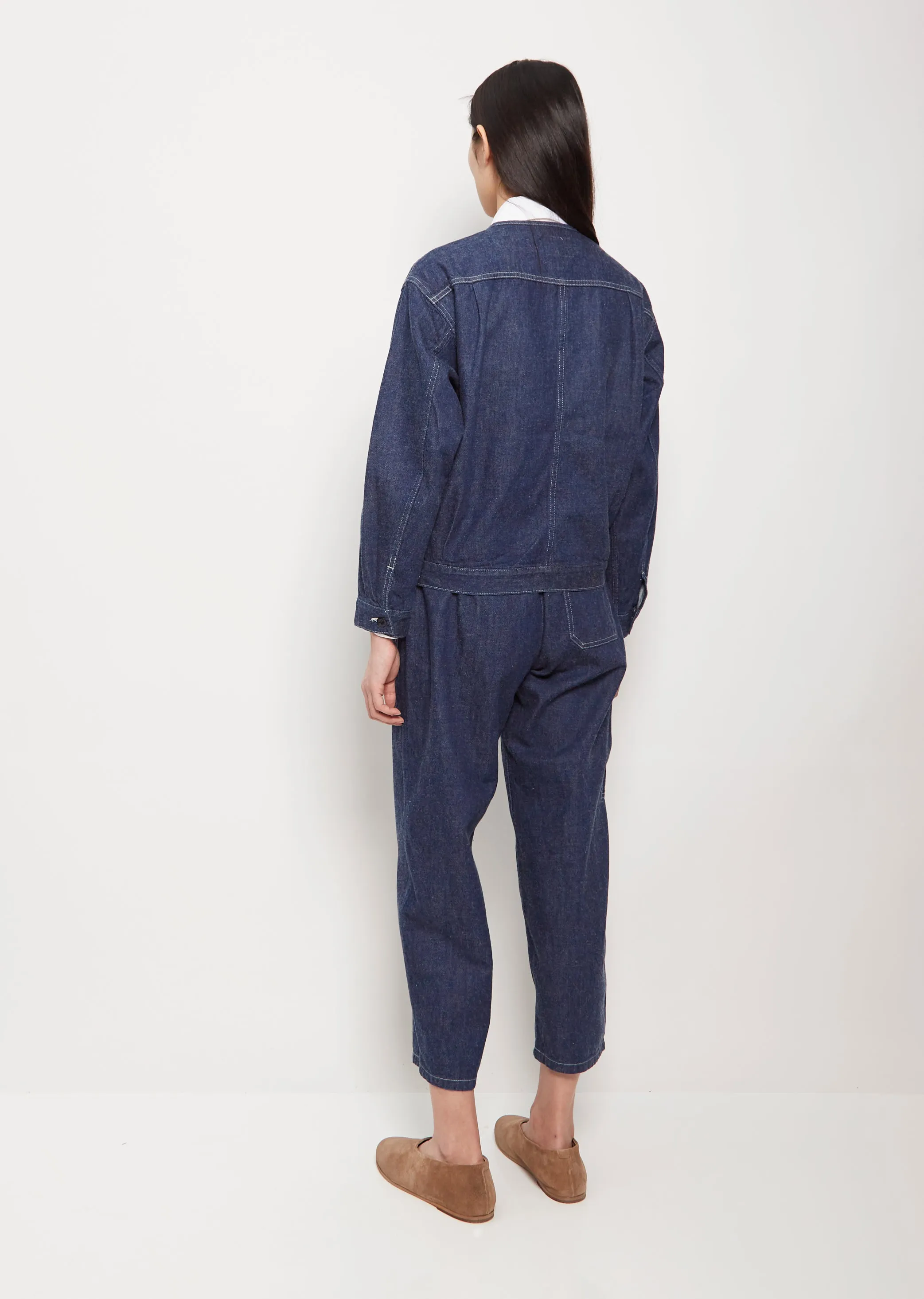 No Collar Cotton Blouson — Indigo sold by La Garconne product image thumbnail 3