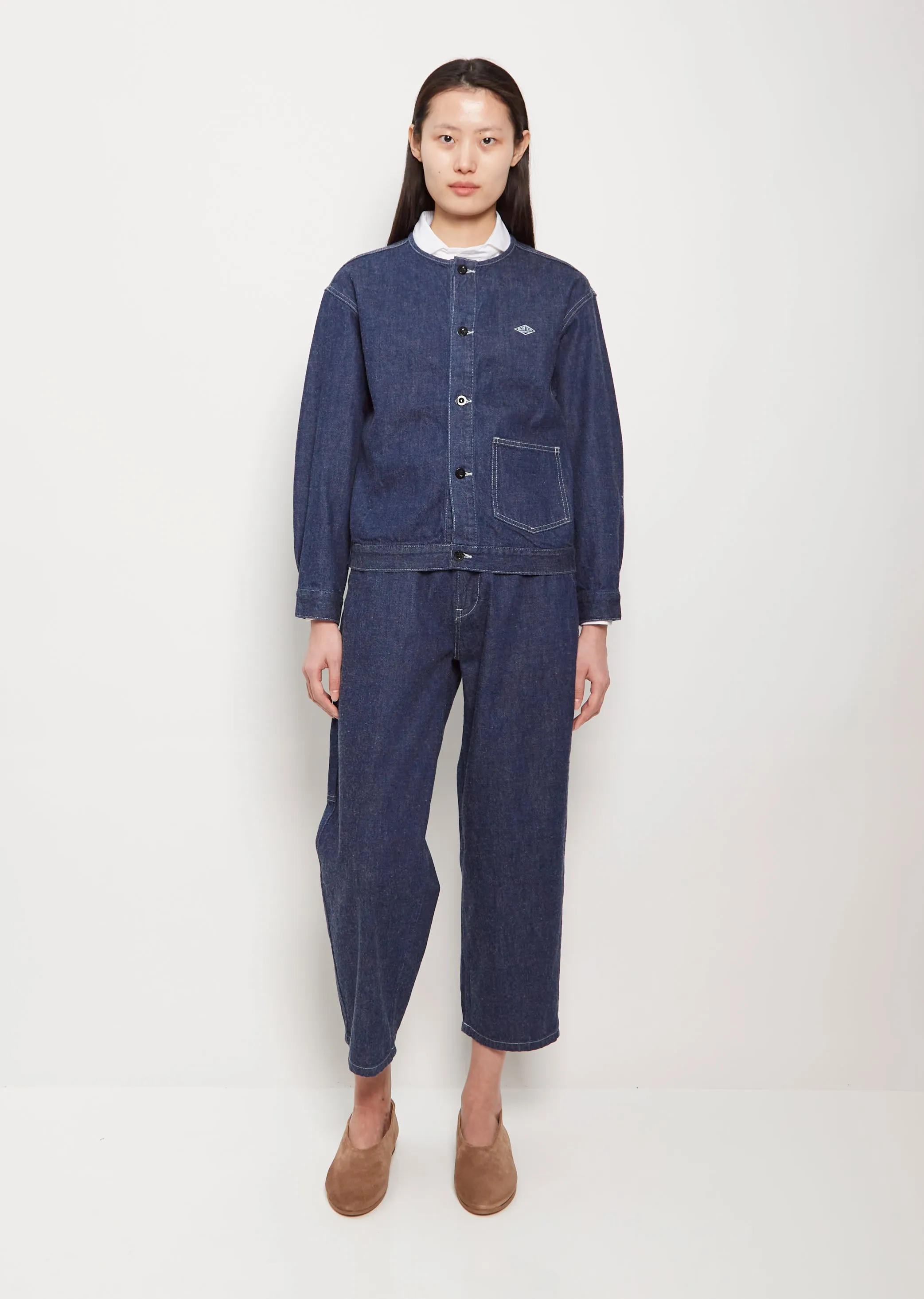 No Collar Cotton Blouson — Indigo sold by La Garconne product image thumbnail 5