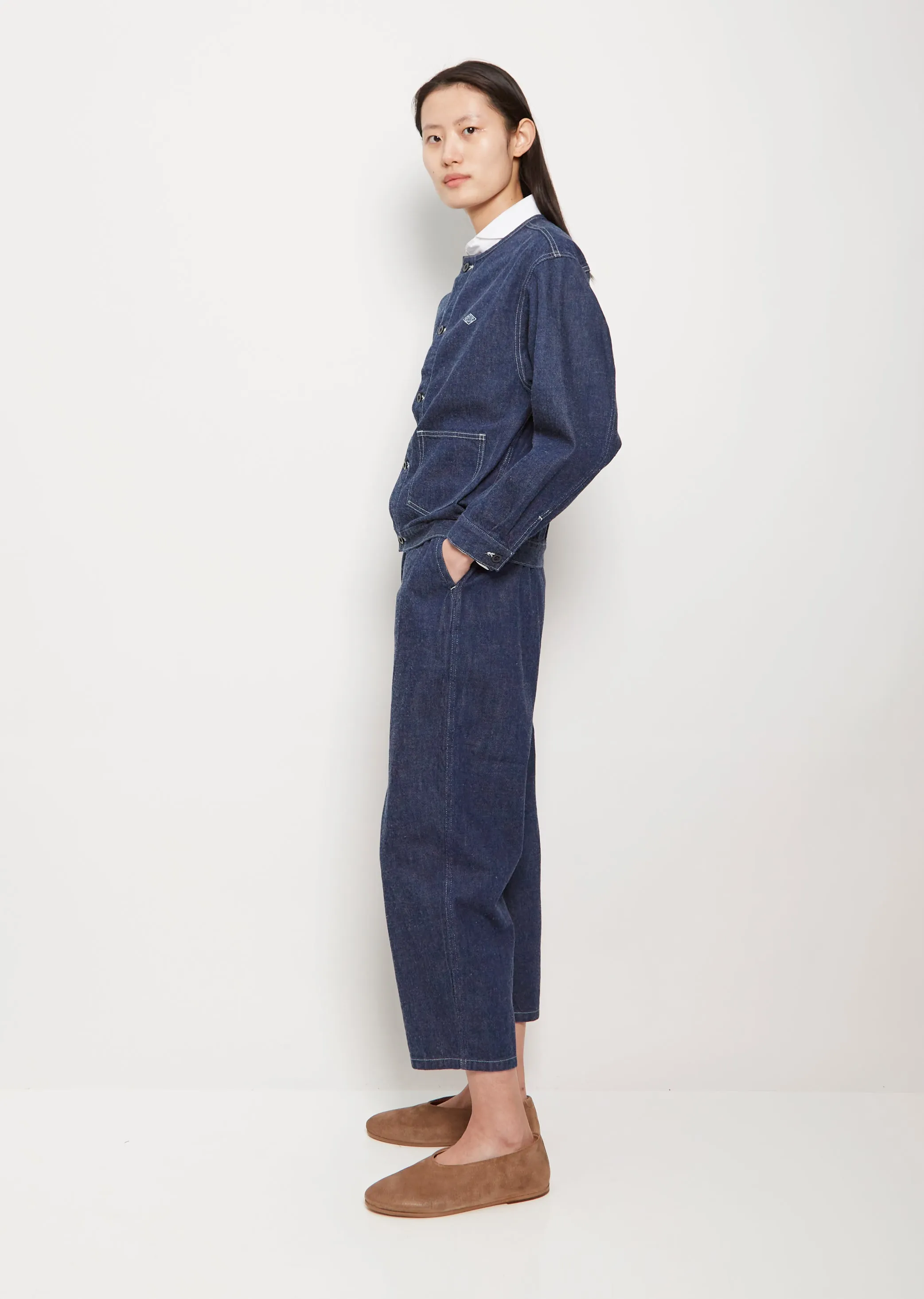 No Collar Cotton Blouson — Indigo sold by La Garconne product image thumbnail 2