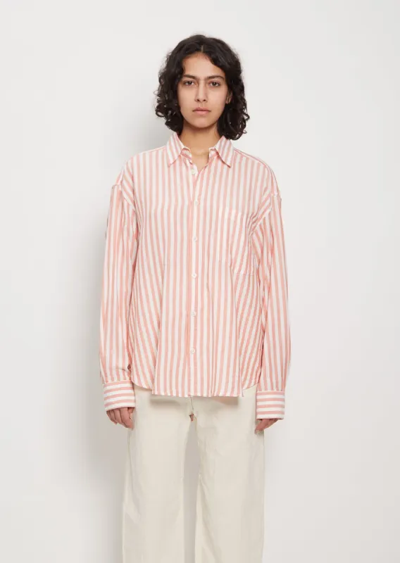 Taq Cotton Shirt — Persimon Stripe sold by La Garconne