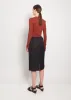 Rib Long Sleeve Cotton T-Shirt — Cherry Mahogany sold by La Garconne