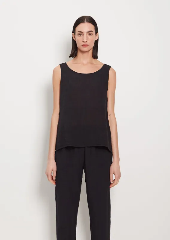 Lili Linen Tank — Navy sold by La Garconne