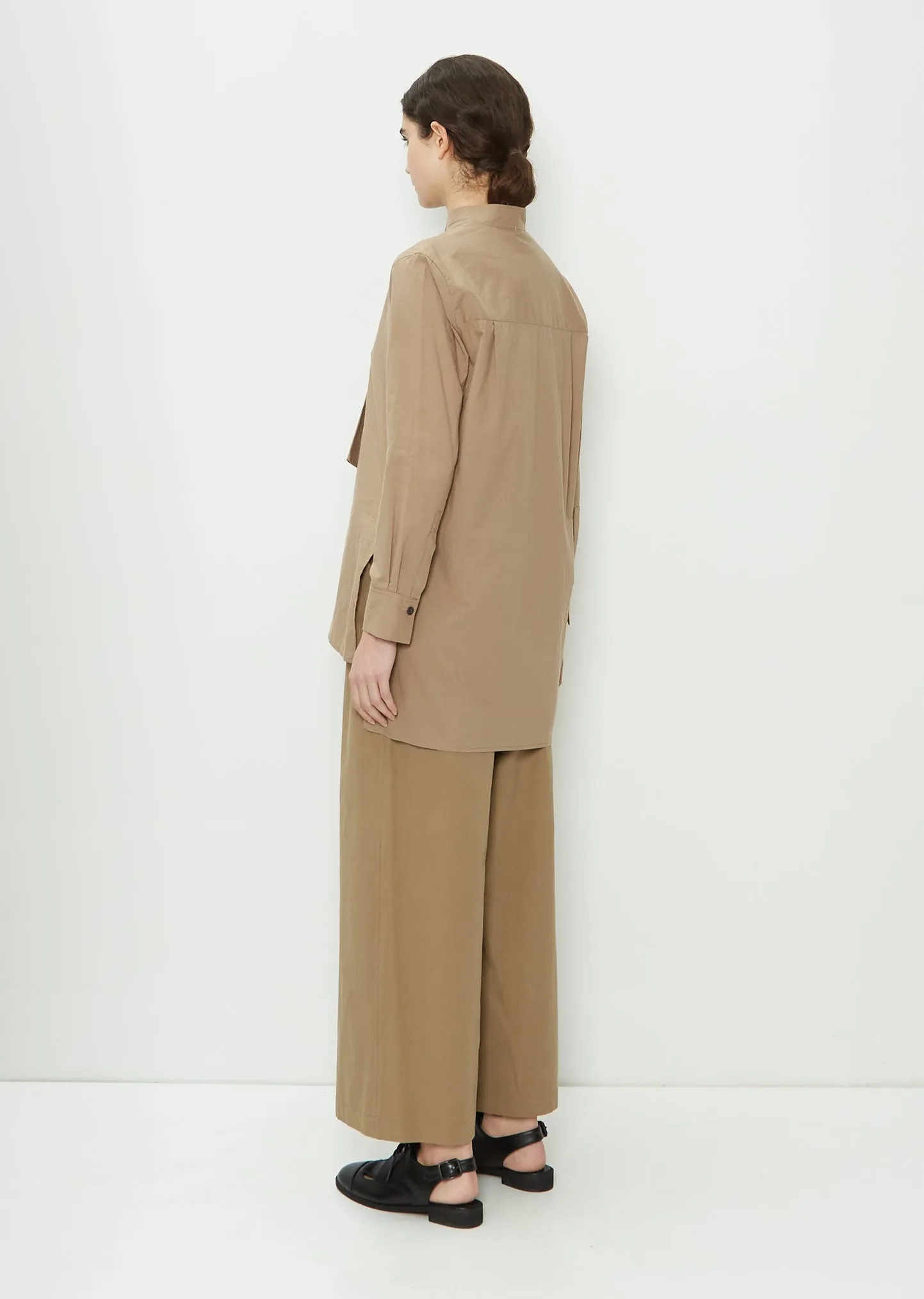 Frill Collar Cotton Shirt — Beige sold by La Garconne product image thumbnail 3