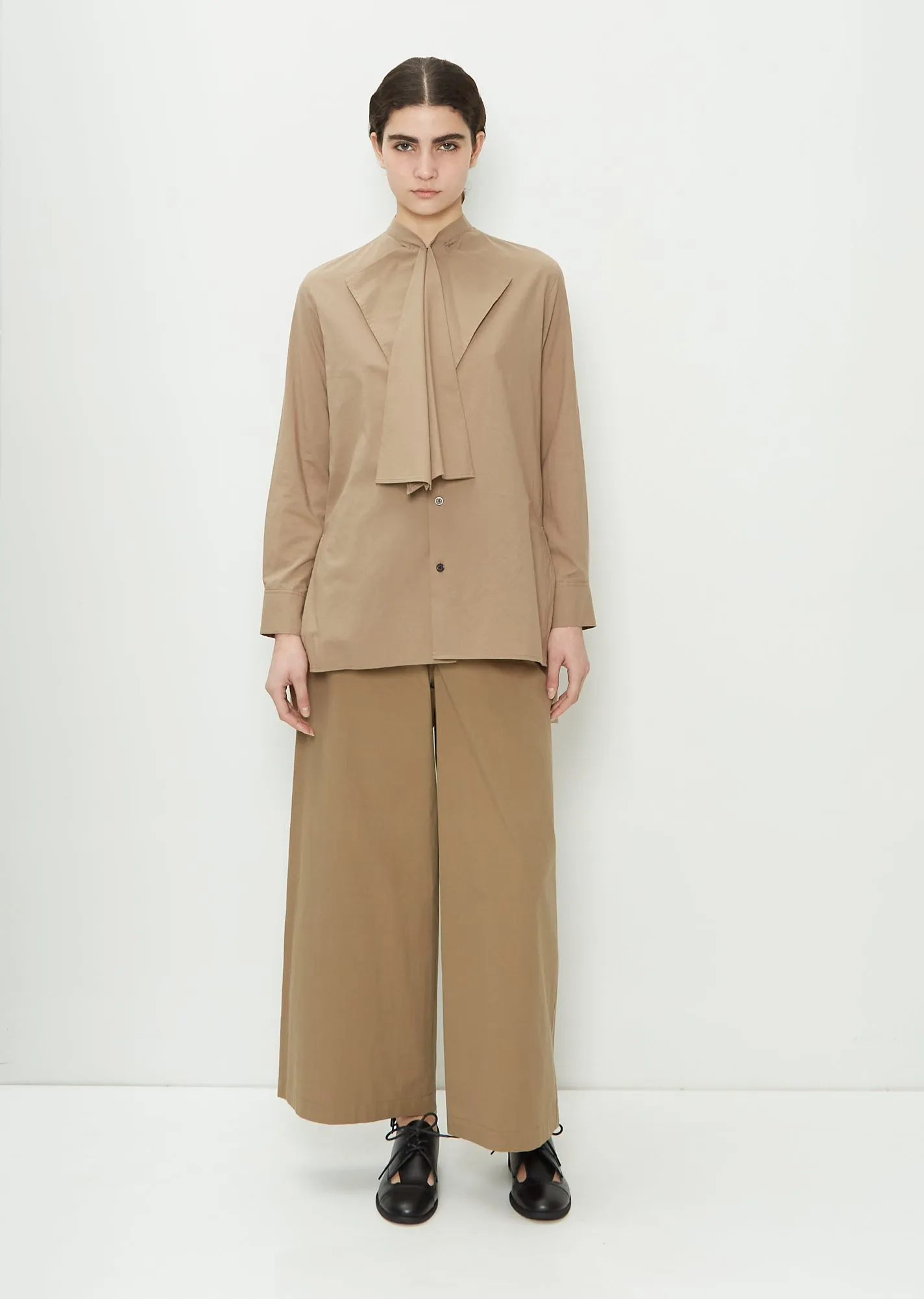 Frill Collar Cotton Shirt — Beige sold by La Garconne product image thumbnail 4