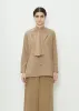 Frill Collar Cotton Shirt — Beige sold by La Garconne