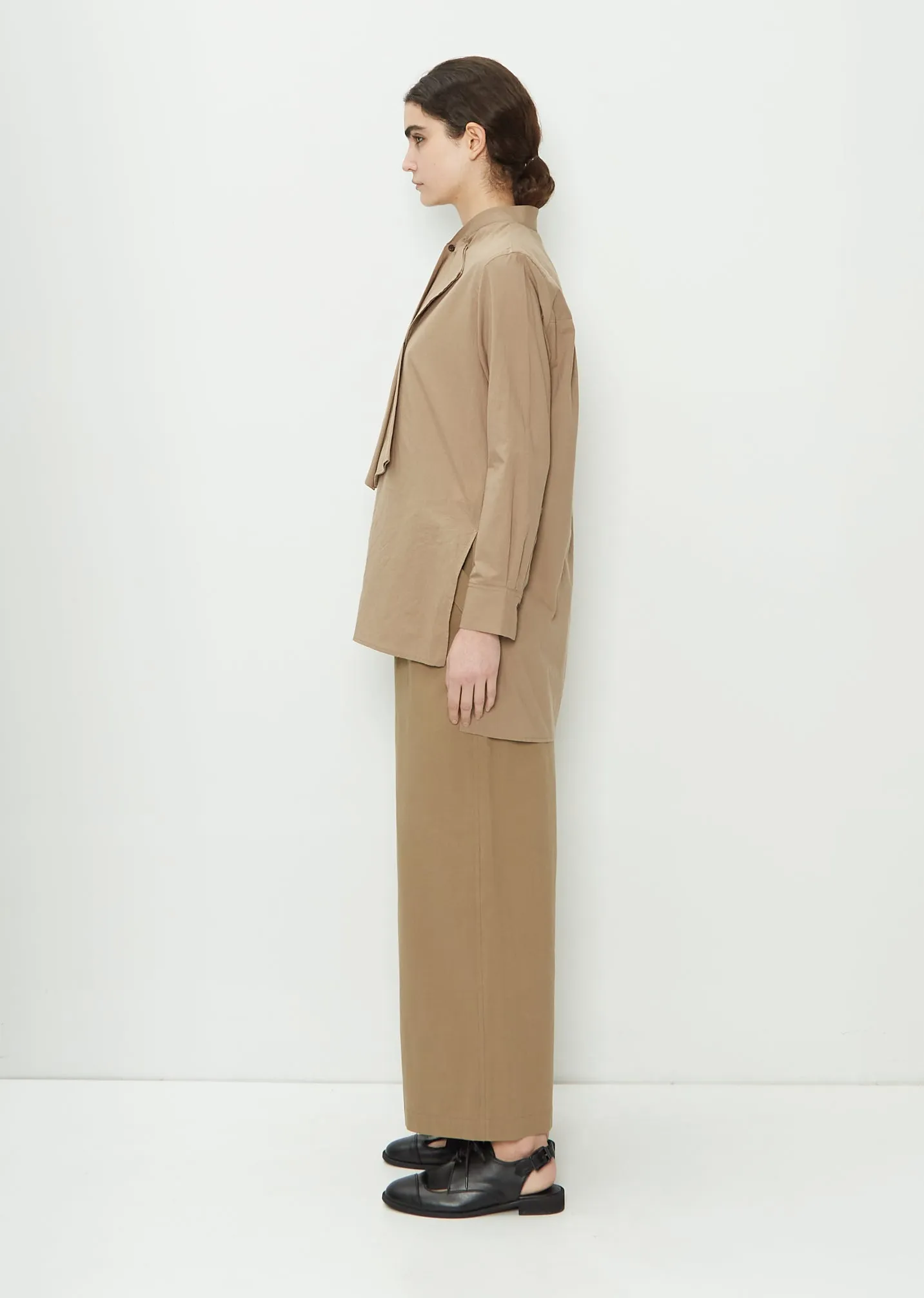 Frill Collar Cotton Shirt — Beige sold by La Garconne product image thumbnail 2