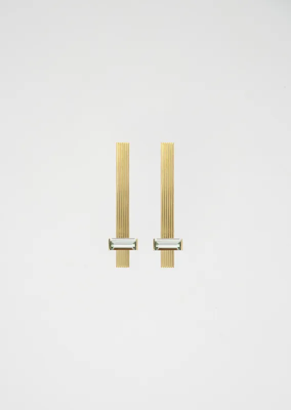 Barra Maxi Baguette Earrings — Green Amethyst sold by La Garconne