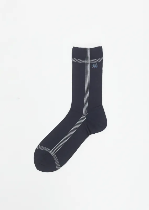 Side Line Silk Socks — Navy sold by La Garconne