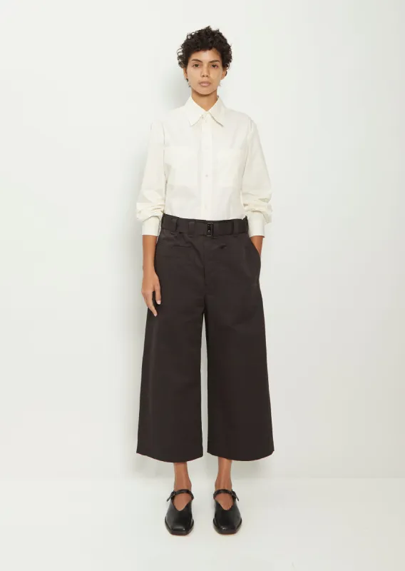Cropped Belted Pocket Cotton Linen Pant sold by La Garconne