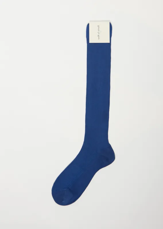 Knee High One Ribbed Socks — Blue sold by La Garconne