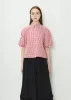 Puff Sleeve Daisy Shirt — Red/White/Pearl sold by La Garconne