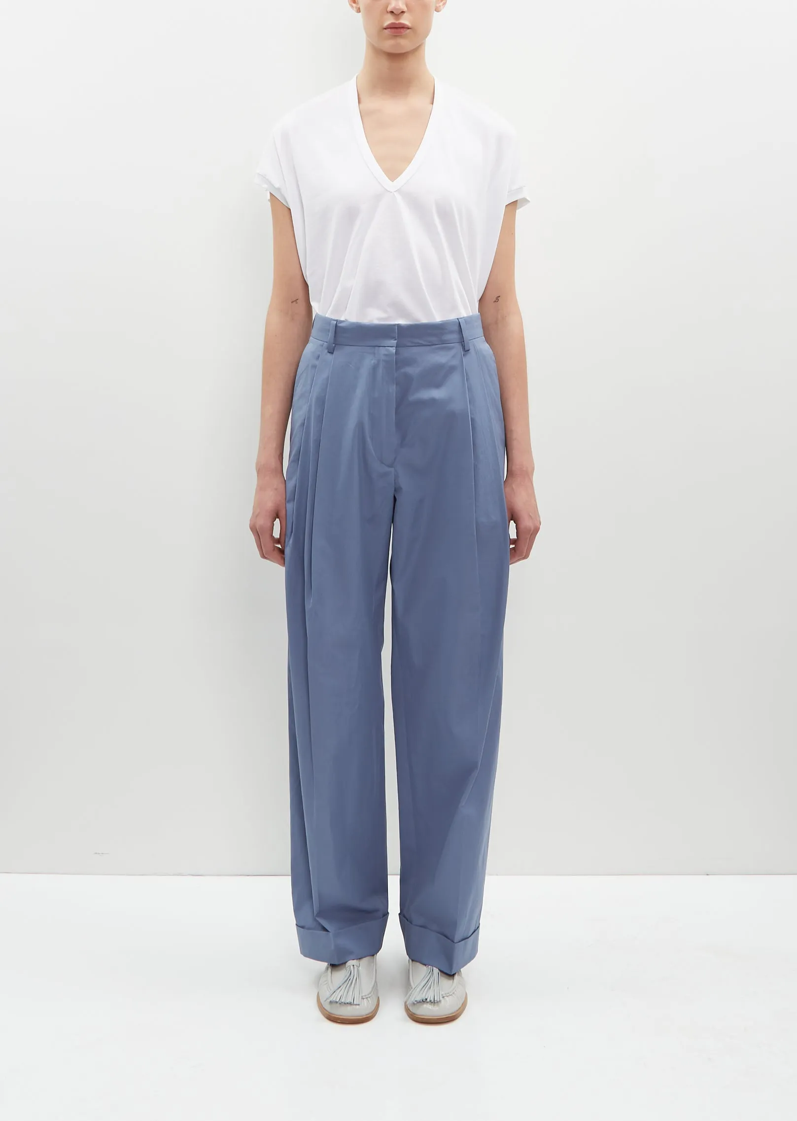 Partan Cotton Pants — Blue sold by La Garconne