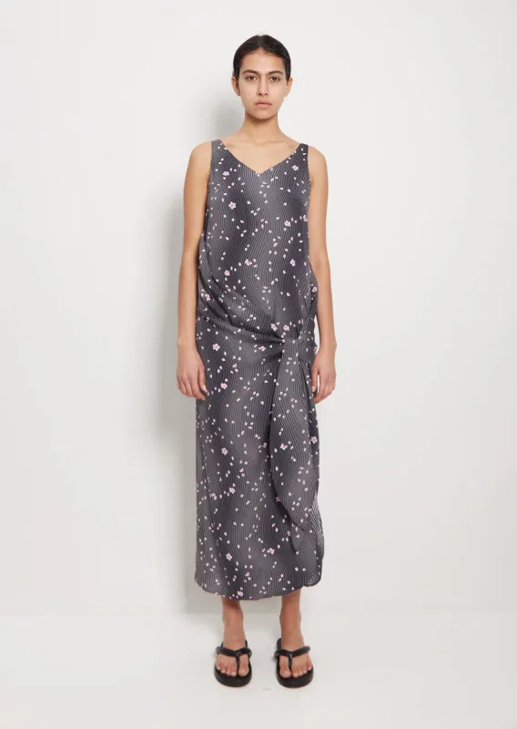 Minamo Sakura Crepe Dress — Grey sold by La Garconne