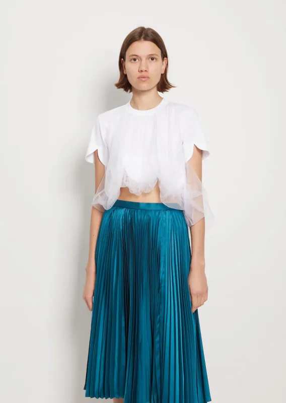 Cotton Ruffle Hem Tee — White sold by La Garconne
