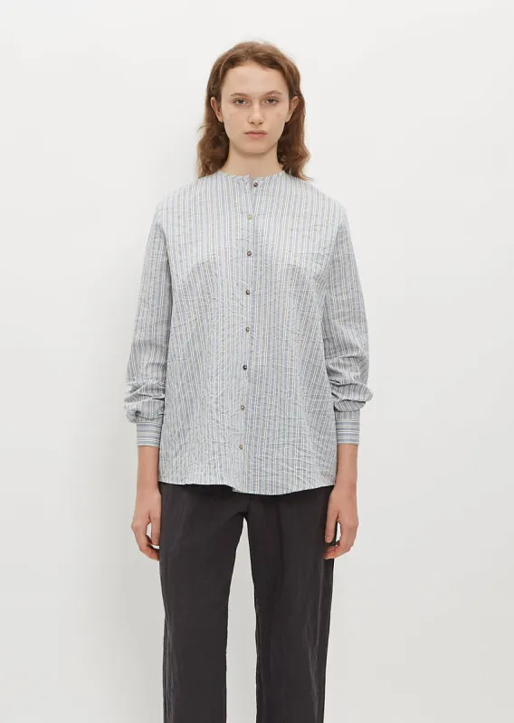 Striped Cotton Silk Shirt — Sky sold by La Garconne