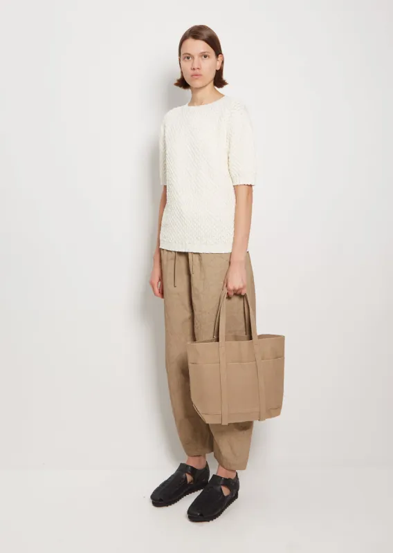 Small Washed Canvas 6-Pockets Tote — Taupe sold by La Garconne