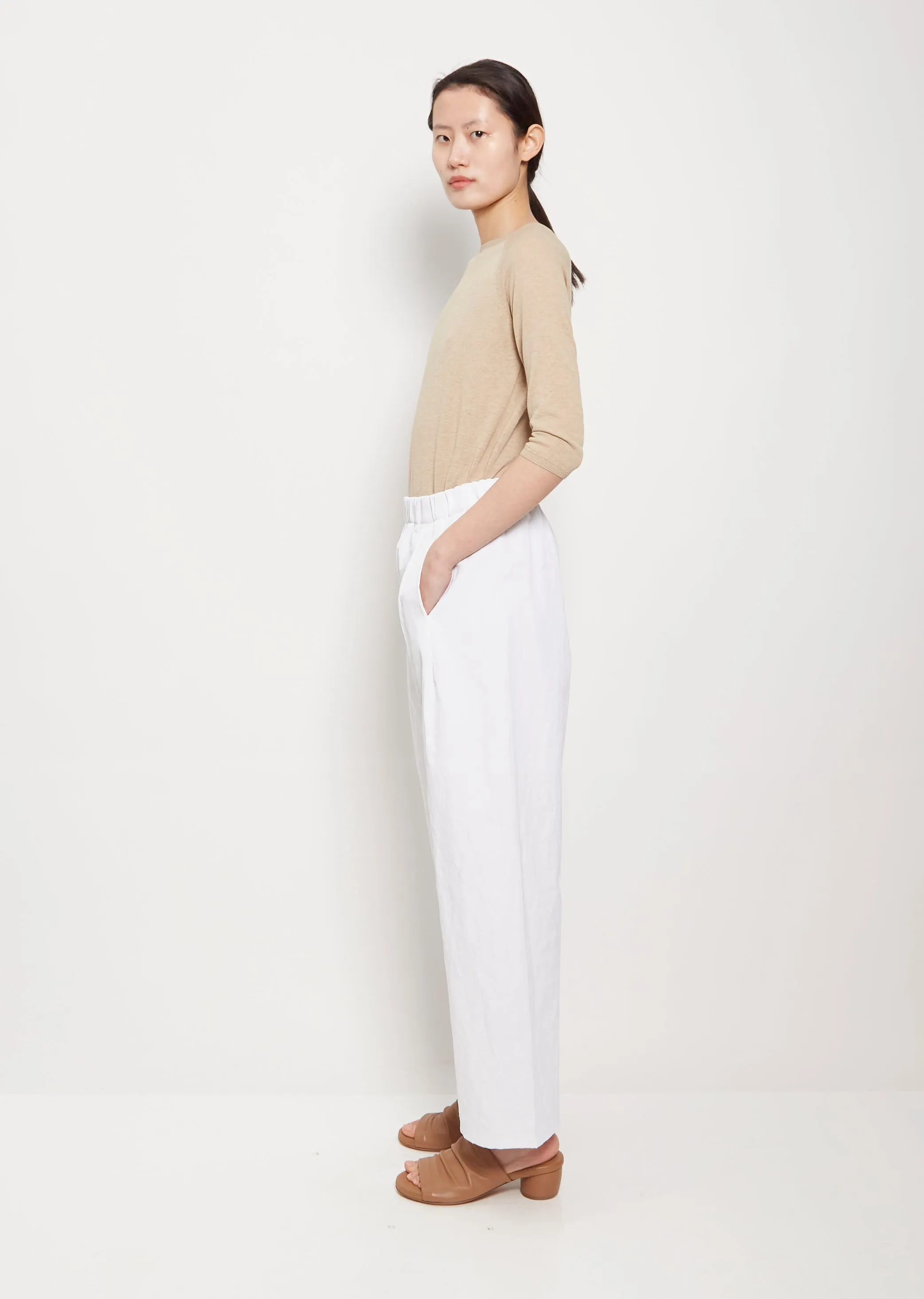 Pleat Front Polyester Linen Trousers sold by La Garconne product image thumbnail 2