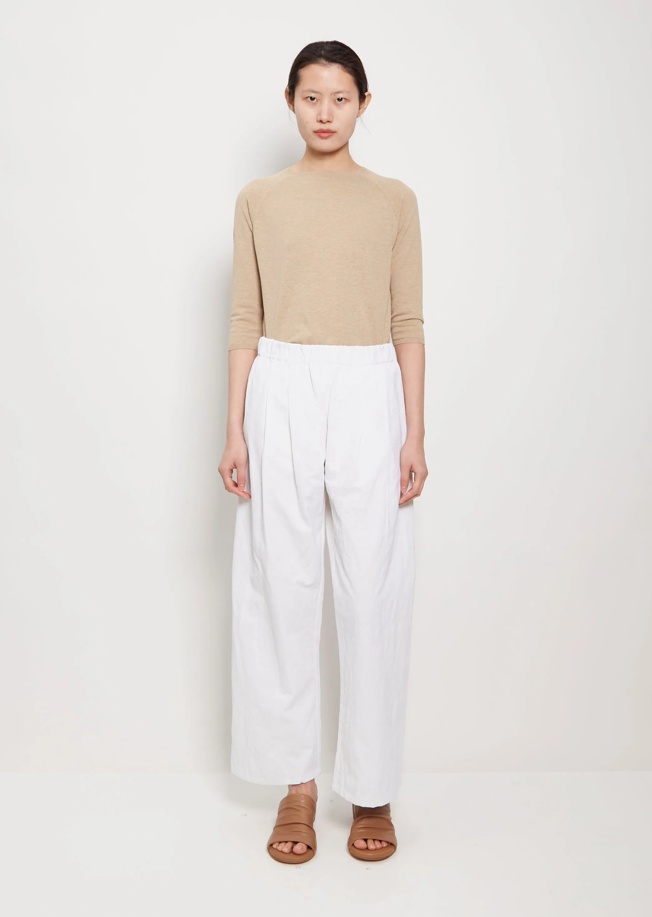 Pleat Front Polyester Linen Trousers sold by La Garconne