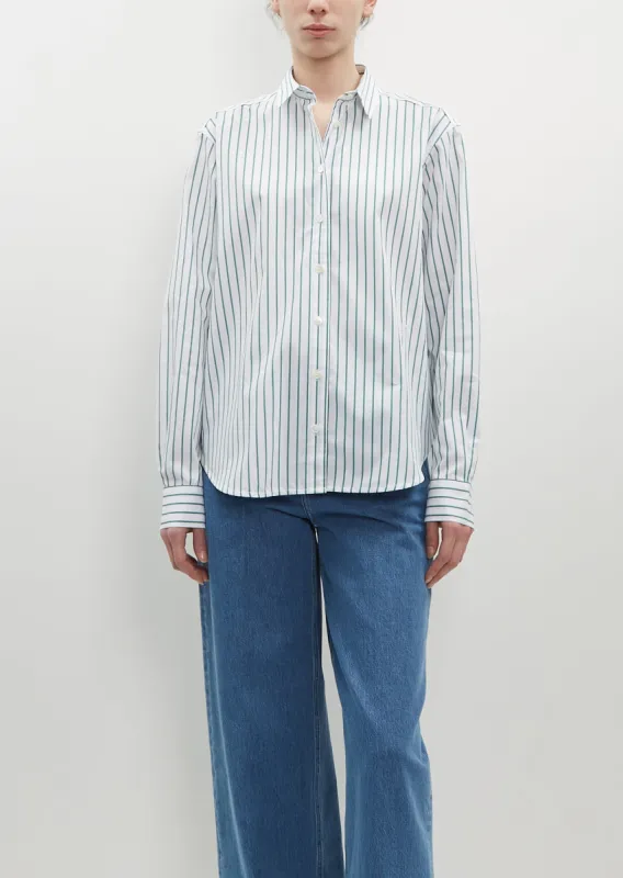 Signature Cotton Shirt — White/Green sold by La Garconne