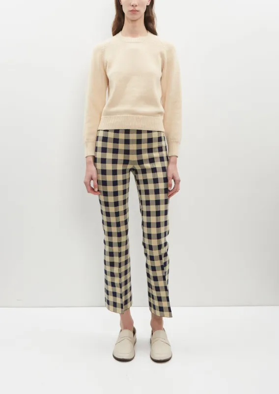 Gingham Kick Pant — Navy sold by La Garconne