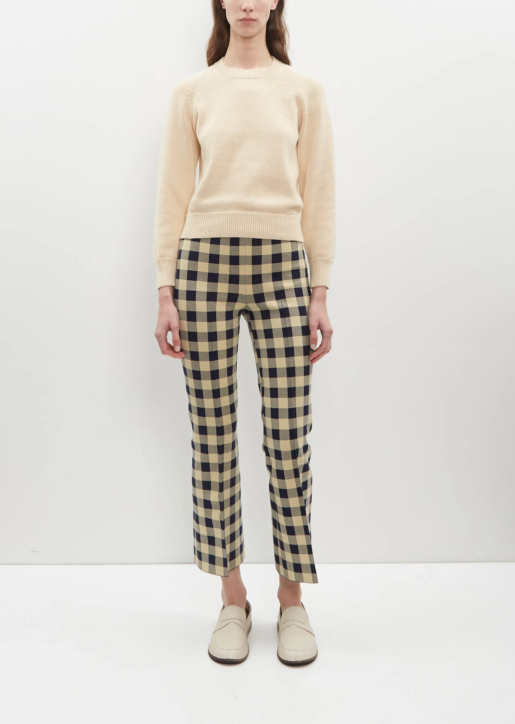 Gingham Kick Pant — Navy sold by La Garconne