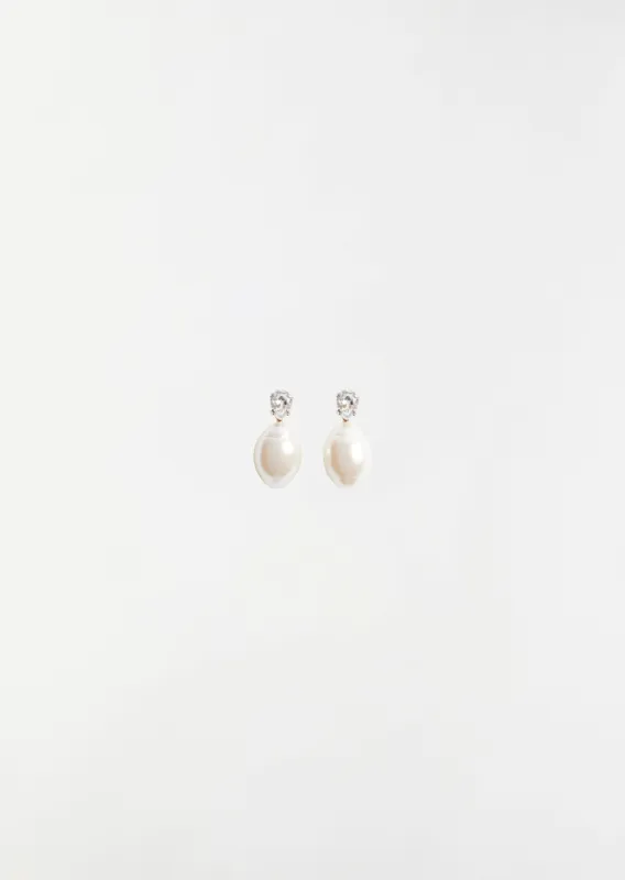 Classic Pearl & Crystal Stud Earring sold by La Garconne