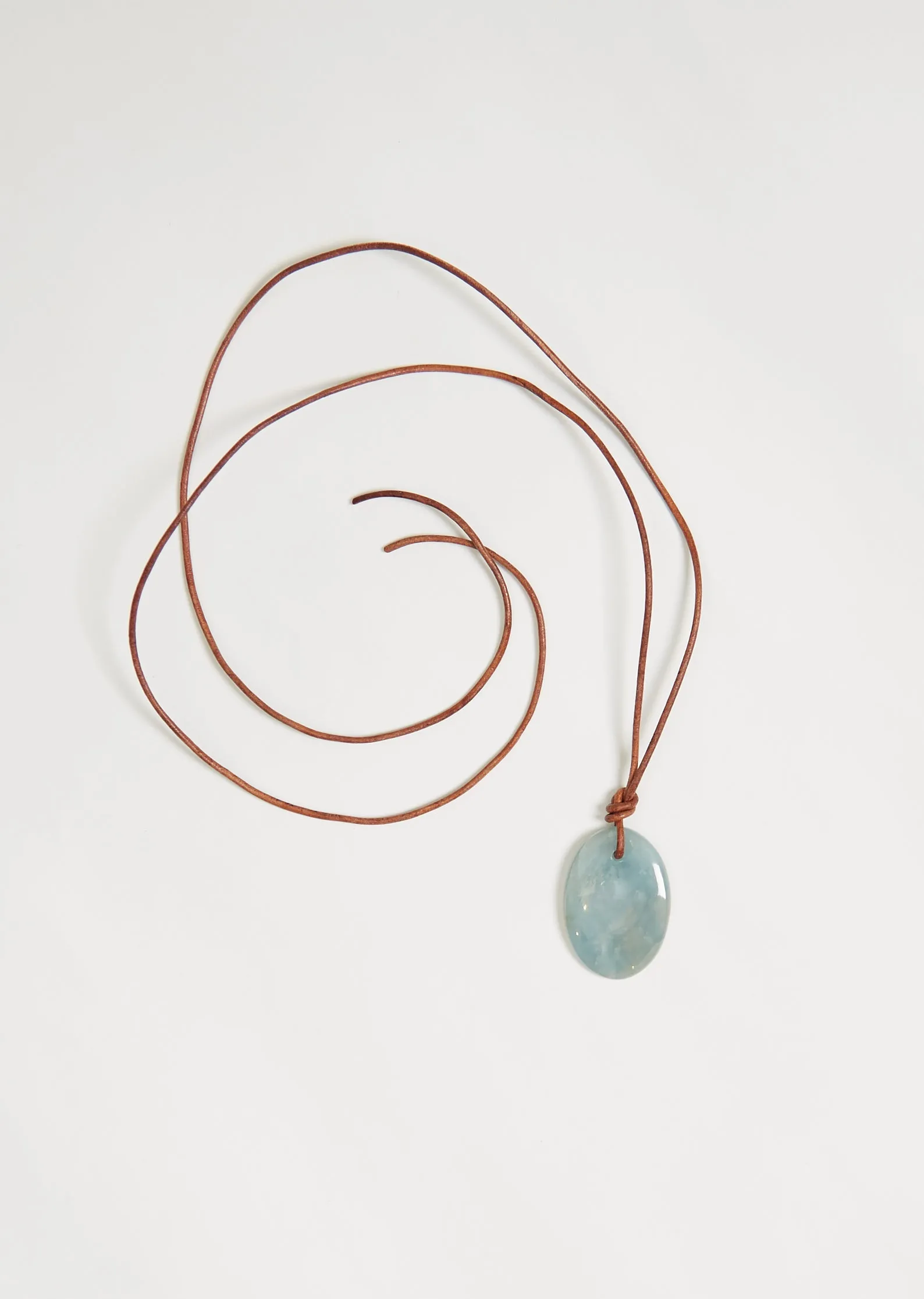Aquamarine Leather Cord Necklace sold by La Garconne product image thumbnail 2