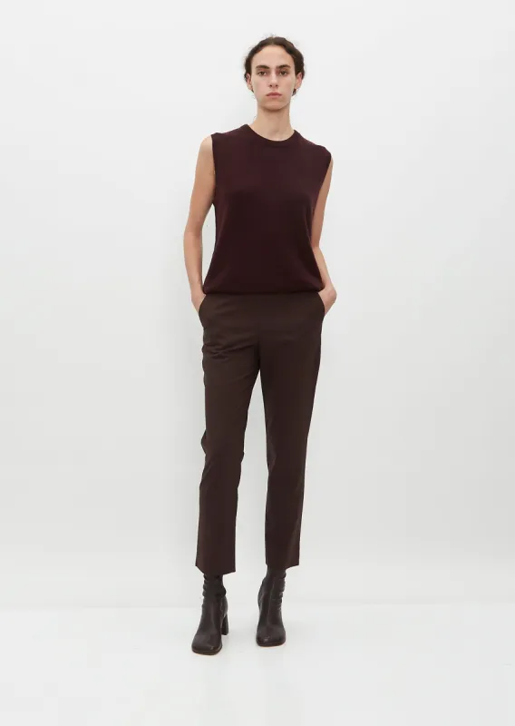Slim Wool Pull On Pant  — Chocolate sold by La Garconne